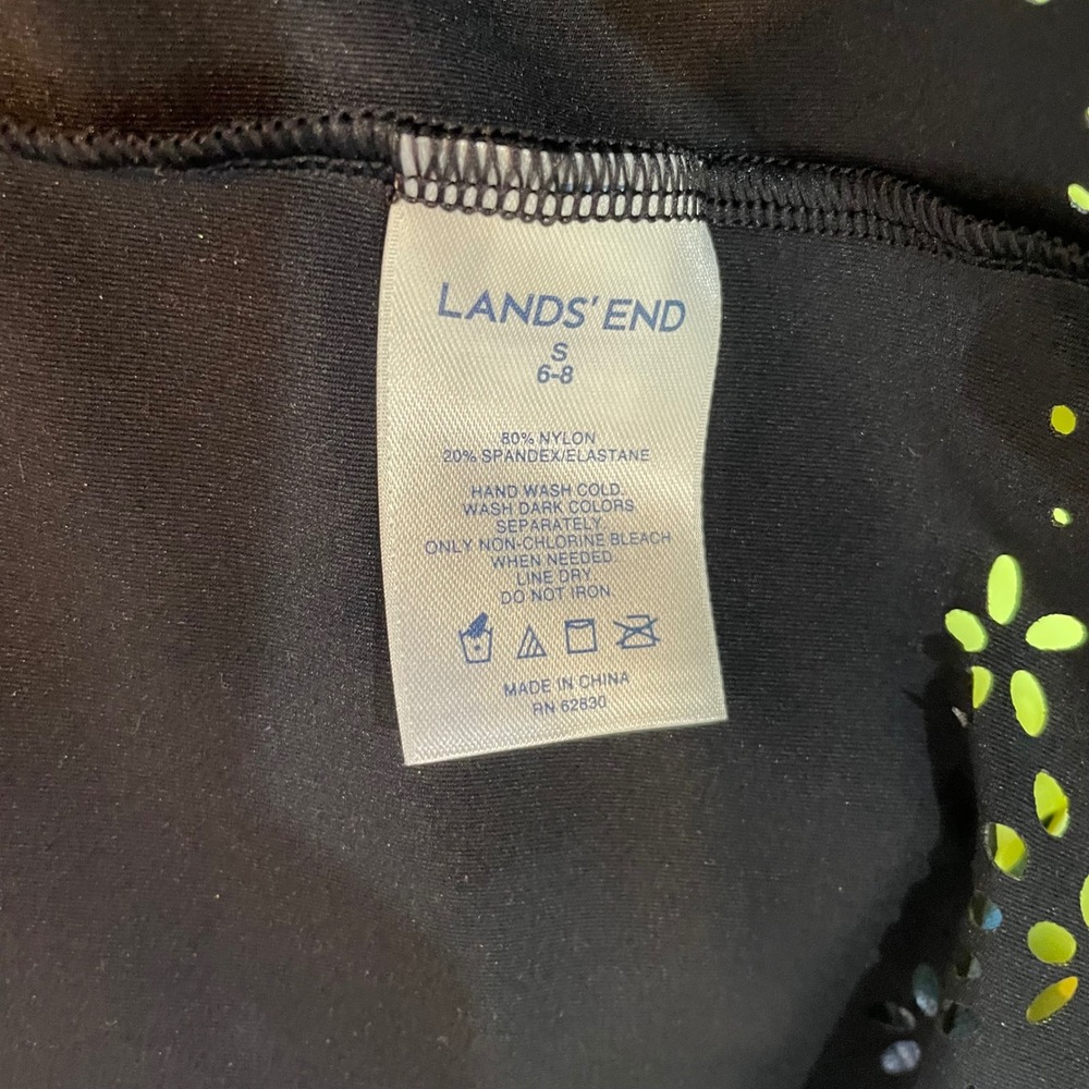 Lands End Swim Cover Up Dress Womens S 6-8 Black Nylon Laser Cut Eyelet Classic - Picture 13 of 15